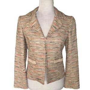 Boden Limited Edition Tweed Blazer Tan Orange Notched Lapels Turn Down Collar 10